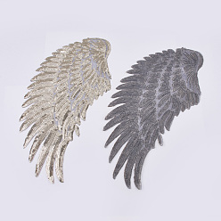 Gold Computerized Embroidery Cloth Iron on/Sew on Patches, Costume Accessories, Paillette Appliques, Wing, Gold, 310x150x1mm
