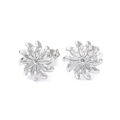 Нержавеющая Сталь Цвет Не тускнеет 304 фурнитура для сережек-гвоздиков из нержавеющей стали, настройки серьги для горного хрусталя, цветок, цвет нержавеющей стали, Подходит для: 1.2 mm горный хрусталь, 12 мм, штифты : 0.8 мм