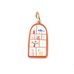 Разноцветный 304 нержавеющей стальной эмали подвески, якорь с подвесками в виде цветов/рыб/деревьев, реальный 18 k позолоченный, красочный, 20x10x2 мм, Перейти кольцо: 6x1 мм, внутренний диаметр: 4.5 мм