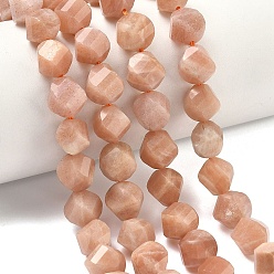 Солнечный Камень Натуральный Sunstone бисер пряди, граненые, твист, 10~10.5x9.5~10.5x9.5~10.5 мм, отверстие : 1 мм, около 38~40 шт / нитка, 14.96~15.35'' (38~39 см)