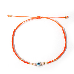 Оранжевый Браслеты из бисера и бусин из богемского стекла, ювелирные изделия из смолы от сглаза для женщин, оранжевые, внутренний диаметр: 11 дюйм (28 см)