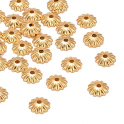 Real 18K Gold Plated Brass Bead Cap, Cadmium Free & Nickel Free & Lead Free, Real 18K Gold Plated, 6x2mm, Hole: 1mm