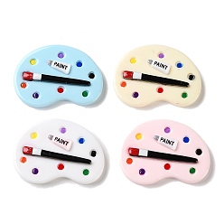 Mixed Color Opaque Resin Cabochons, Paint Palette, Mixed Color, 34.5x48x7mm