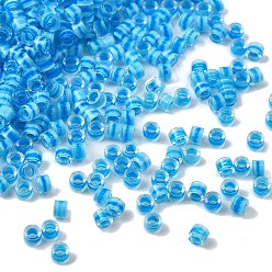 Темно-Голубой Цилиндрические стеклянные бусины, прозрачные цвета внутри, глубокое синее небо, 2.5x1.8 мм, отверстие : 2 мм, Около 2700 шт / 450 г