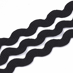 Черный Ленты из полипропиленового волокна, форма волны, чёрные, 7~8 мм, 15 двор / пачка, 6 расслоения / мешок