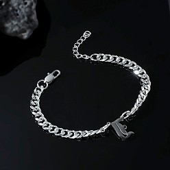 Letter I 304 кубинские звенья цепи с подвеской из нержавеющей стали, цвет нержавеющей стали, не тускнеет, Буква "i", 19.69 дюйм (50 см)