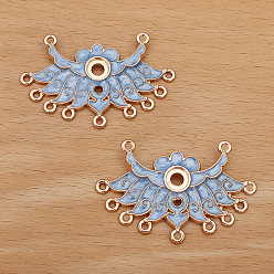 Светло-Голубой Эмали сплава ссылки люстра компонент, цветок, Небесно-голубой, 45x30 мм, 30 шт / комплект