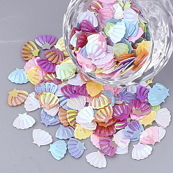 (52) Непрозрачная лаванда Аксессуары для орнаментов, пластиковые пайетки / блестки из пвх, нет отверстий / неосвещенных бусинок, форма раковины гребешка, разноцветные, 6.5x8x0.6 мм , около 850 шт / мешок