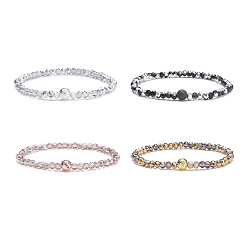 (52) Непрозрачная лаванда Натуральный браслет из эфирного масла лавового камня со стеклом для женщин, разноцветные, внутренний диаметр: 2-1/8 дюйм (5.3 см)