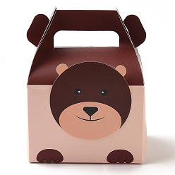 Bear Paper Cupcakes Boxes, Portable Gift Boxes, for Wedding Candy Boxes, Square with Animal Pattern, Bear Pattern, 8.5x11.5x15cm
