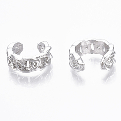 Платинированный Латунь манжеты серьги, Снаряженная цепь, без никеля , Реальная платина, 12x6 мм