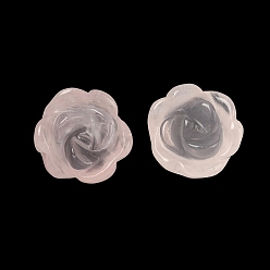 Розовый Кварц Природного розового кварца бусы, половине просверлил, резной, цветок розы, 15~18x8~11 мм, отверстие : 1 мм