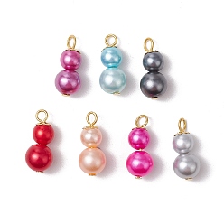 Золотой Подвески из искусственного жемчуга из окрашенного распылением АБС-пластика, с железными петлями, Горлянка, золотые, 23x10 мм, отверстие : 3 мм