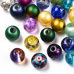 Mixed Color Mixed Style & Mixed Color Round Spray Painted Glass Beads, Mixed Color, 10mm, Hole: 1.2~1.5mm, about 200pcs/bag
