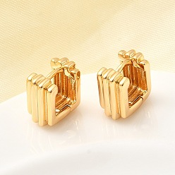 Настоящее золото 18K Латунные серьги обруча, квадратный, без никеля , реальный 18 k позолоченный, 12x11.5x7 мм