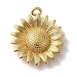 Настоящее золото 18K Стойки обшивки латунные подвески, без кадмия и без свинца, долговечный, подсолнечник, реальный 18 k позолоченный, 16.5x15x3 мм, отверстие : 1 мм