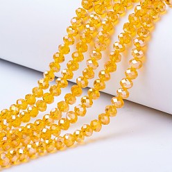 Mixed Color Electroplate Glass Beads Strands, AB Color Plated, Faceted, Rondelle, Mixed Color, 6x5mm, Hole: 1mm, about 85~88pcs/strand, 16.1~16.5 inch(41~42cm)
