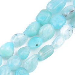 Amazonite Natur Amazonit Perlen Stränge, getrommelt Stein, Nuggets, 5~13x5~10x3~8 mm, Bohrung: 1 mm, ca. 40~60 Stk. / Strang, 14.57 Zoll ~ 15.74 Zoll (37~40 cm)