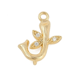 Letter J Латунные хрустальные стразы буквы звенья соединительные подвески, без кадмия, без никеля и без свинца, реальный 18 k позолоченный, буква J, 16x12x3.5 мм, отверстия : 1.2 mm и 1.5 мм