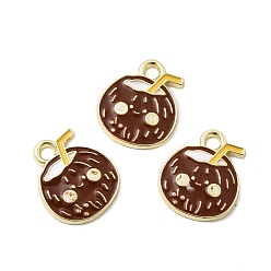 Золотой Подвески из сплава кокосовой воды, с эмалью, стойки покрытие, без кадмия, без никеля и без свинца, золотые, 13x11x1.5 мм, отверстие : 1.2 мм