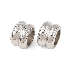 Платина Ccb пластиковые европейские бусины, бусины с большим отверстием, колонка, платина, 9x6 мм, отверстие : 5.2 мм