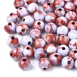 Коричневый Бисера треск акриловые, бусы из искусственного камня, круглые, коричневые, 7~7.5 мм, Отверстие : 2 мм , около 1900 шт / 500 г