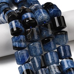 Синий Природный агат бисер нитей, окрашенная и подогревом, барабан, синие, 14~14.5x13.5~14.5 мм, отверстие : 1~1.2 мм, около 28 шт / нитка, 15.55"~15.75'' (39.5~40 см)