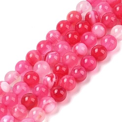 Индийский Красный Натуральные полосатые агатовые / полосатые агатовые бусинки, окрашенные, круглые, Индийская красная, 6 мм, отверстие : 0.8 мм, около 32 шт / нитка, 7.60'' (19.3 см)