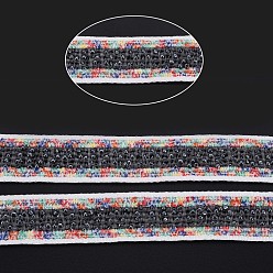 Black Nylon Ribbon, with Glass Seed Beads, Black, 3/4 inch(19~20mm)