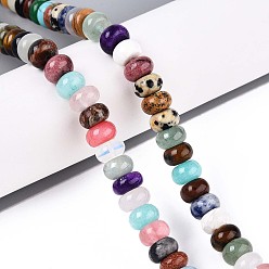 Смешанные камни Натуральные и синтетические смешанные каменные бусы пряди, рондель, смешанные окрашенные и неокрашенные, 8x4.5~5 мм, отверстие : 1 мм, около 78 шт / нитка, 15.35'' (39 см)