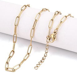 Настоящее золото 18K 3 мм, унисекс 304 цепочка из нержавеющей стали в виде скрепки, ионное покрытие (ip), долговечный, реальный 18 k позолоченный, 16.69 дюйм (42.4 см), ссылка: 9x3x0.8 mm