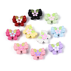 (52) Непрозрачная лаванда Бусины из сплава эмали для выпечки, Бабочка с цветком, разноцветные, 13x16.5x7.5 мм, отверстие : 1.6 мм