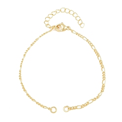 Plaqué 18K Or Véritable Fabrication de bracelet en chaîne figaro en laiton, avec fermoir pince de homard, sans cadmium et sans plomb, crémaillère plaquage, réel 18 k plaqué or, 6.69 pouce (17 cm), Trou: 3mm