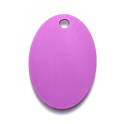 Purple Pet Aluminium Pendants, Stamping Blank Tag, Oval, Purple, 38x25x1mm, Hole: 3.5mm