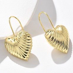 Настоящее золото 18K Текстурированные латунные серьги-подвески в форме сердца, без кадмия и без свинца, стойки покрытие, реальный 18 k позолоченный, 37x25 мм