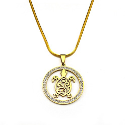 Настоящее золото 18K 201 ожерелья из нержавеющей стали с подвеской в виде черепахи, с полимерной глиной стразами, реальный 18 k позолоченный, 20.16 дюйм (51.2 см)