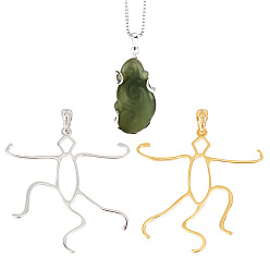 Платиновый & Золотой 2 шт. 2 цвета 925 стерлинговое серебро 5 зубцы когтя кулон пустой овальной формы кабошон оправы, простые настройки крепления когтя, для необработанного драгоценного камня неправильной формы, с печатью 925, платиной и золотом, 33.5x32.5x1 мм, отверстие : 5x2.8 мм, 1 шт / цвет