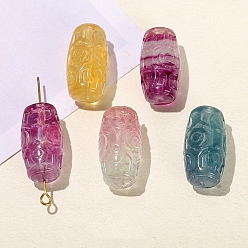 Barrel Резные бусины из натурального флюорита, баррель, 26x13 мм