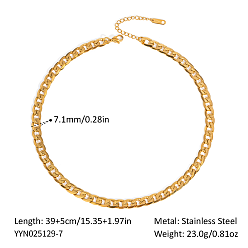 Золотой Ожерелья из нержавеющей стали с панцирной цепью для унисекс, золотые, 15.35x0.28 дюйм (39x0.71 см)