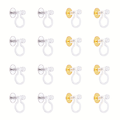 Mixed Color Stainless Steel Clip-on Earring Components, with Plastic, Mixed Color, Tray: 6mm, 12x9x6mm, 15pcs/color, 30pcs/box