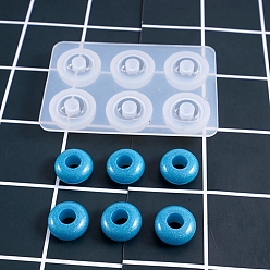 Белый Силиконовые формы для бисера, формы для литья смолы, для уф-смолы, изготовление ювелирных изделий из эпоксидной смолы, круглые, белые, 7.6x5.1x1 см, отверстие : 6.5 мм, Внутренние размеры: 14 mm, Внутренние размеры: 14 mm