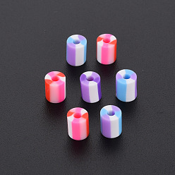 Mixed Color Fixed Mixed 3 Style Handmade Polymer Clay Beads, Column, Mixed Color, 5x3.5~7mm, Hole: 1.8mm