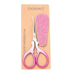 Hot Pink Stainless Steel Scissor, with Glitter Powder Protective Jacket, Hot Pink, 9.3x4.75x0.4cm