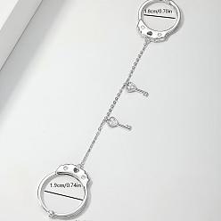 Platino Anillos dobles de latón con micro circonitas cúbicas para mujer, clave, Platino, 18~19 mm