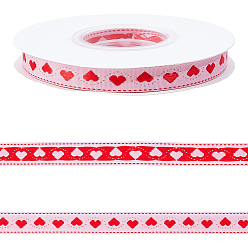 Бледно-Розовый Полиэфирная лента, Сердце Pattern, для изготовления ювелирных изделий DIY, подарочная упаковка, розовый жемчуг, 1/2 дюйм (12 мм), около 15.00 ярдов (13.72 м) / рулон