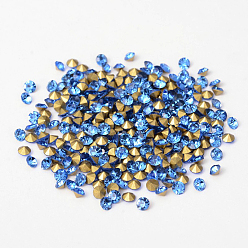 Light Sapphire Back Plated Grade A Diamond Glass Pointed Rhinestone, Light Sapphire, 3.8~3.9mm, about 1440pcs/bag