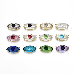 Gemischte Farbe BHs Glasgliederverbinder, Nickel frei, golden, Auge, Gemischte Farbe, 12x24x9 mm, Bohrung: 1.2 mm