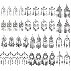 Plata Antigua 40 piezas 10 estilos colgantes de borla de aleación estilo tibetano, plata antigua, plata antigua, 32~50x15~23 mm, 4 piezas / estilo