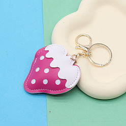 Средний Фиолетово-красный Брелок из клубники из искусственной кожи, с железной фурнитурой, для женщин сумки украшения для ключей от машины, средне фиолетовый красный, 12 см