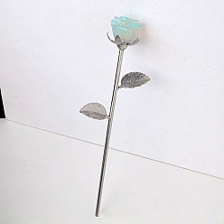 Опал Резные розы из опалита, Платиновый тон, латунная цветочная ветка для женщин и девочек, подарок на День Святого Валентина, 230 мм